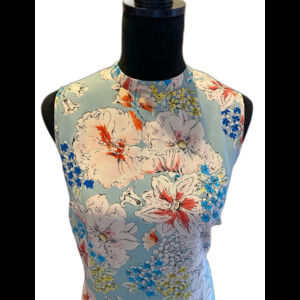 Primark Sleeveless Blouse Size 12 Floral Pastels Sheer Lightweight Zipper Casual